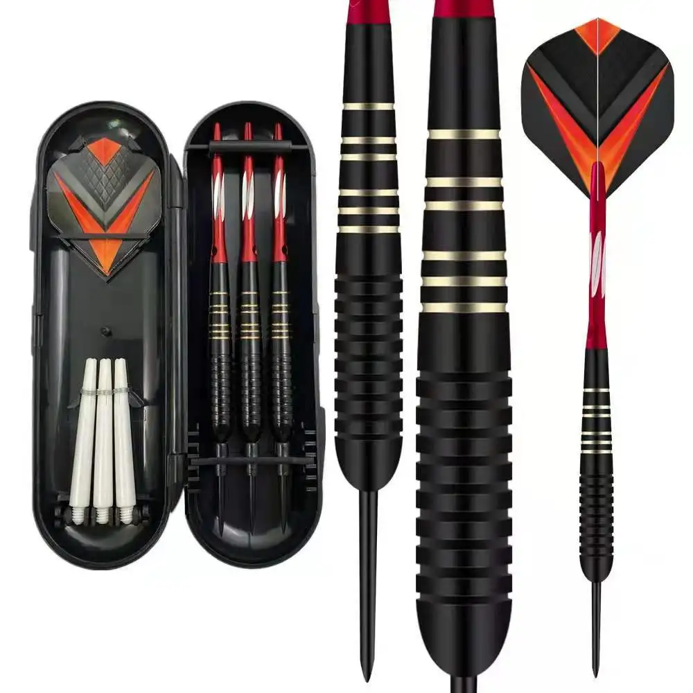 3pcs/set Professional Darts Free Carry Box 23g Total Length 16.5cm Black Golden Color Steel Tip Darts With Aluminum Shaft