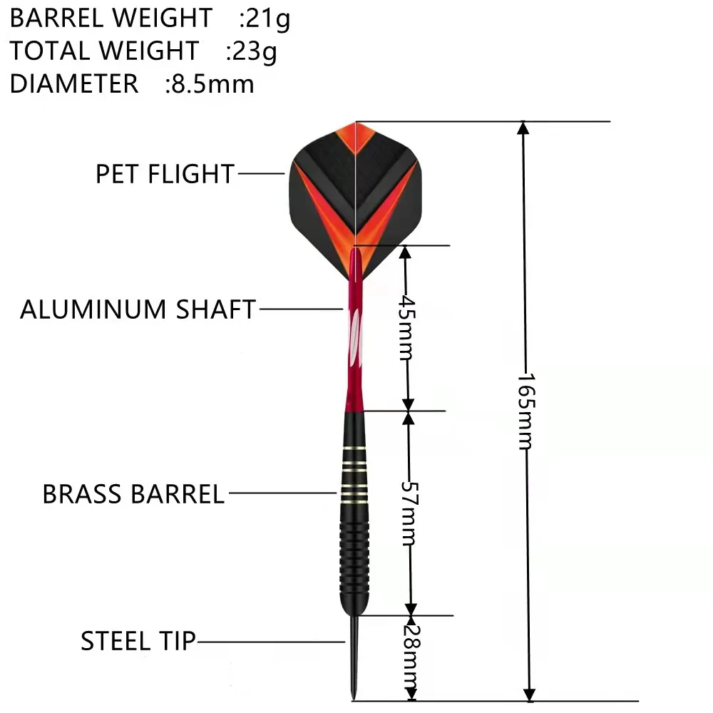 3pcs/set Professional Darts Free Carry Box 23g Total Length 16.5cm Black Golden Color Steel Tip Darts With Aluminum Shaft