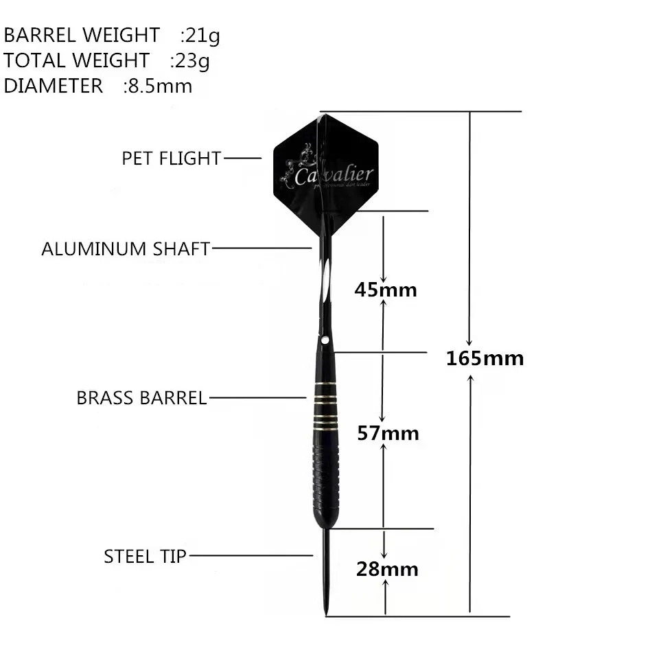 3pcs/set Professional Darts Free Carry Box 23g Total Length 16.5cm Black Golden Color Steel Tip Darts With Aluminum Shaft