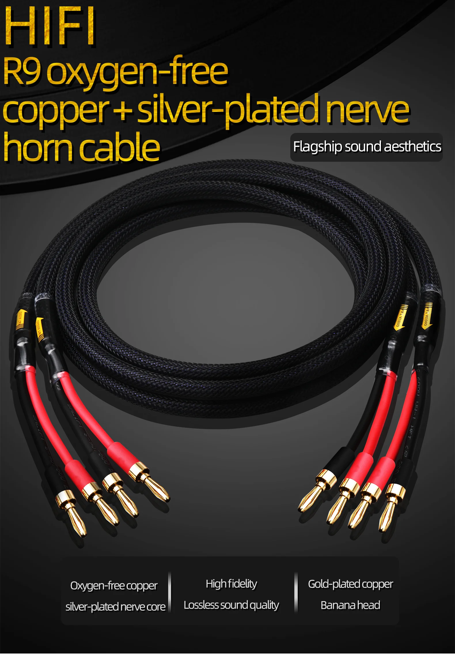 A Pair HIFI Speaker Cable Pure Copper with Silver-Plated Nerve Cable Main Speaker Surround Sound Connection Dedicated Cable