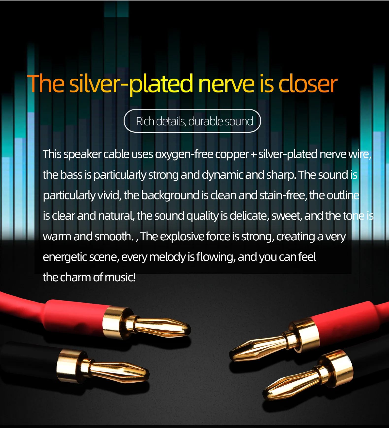 A Pair HIFI Speaker Cable Pure Copper with Silver-Plated Nerve Cable Main Speaker Surround Sound Connection Dedicated Cable