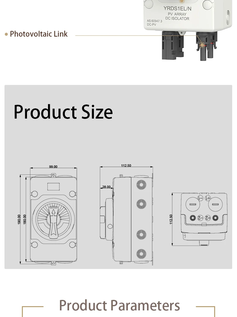 DC Isolator switch 4P 32A 1000V PV switch IP66 for Solar energy system inverter Outdoor Waterproof IP66 With TUV CE