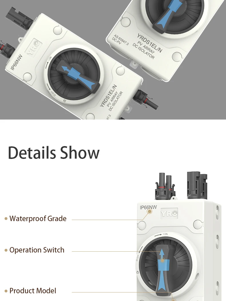 DC Isolator switch 4P 32A 1000V PV switch IP66 for Solar energy system inverter Outdoor Waterproof IP66 With TUV CE