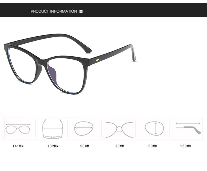 Rice Nail Frame Anti Blue Light Cat Eye Prescription Glasses For The Nearsighted TR90 Optical Spectacles 0 -0.5 -0.75 To -6.0