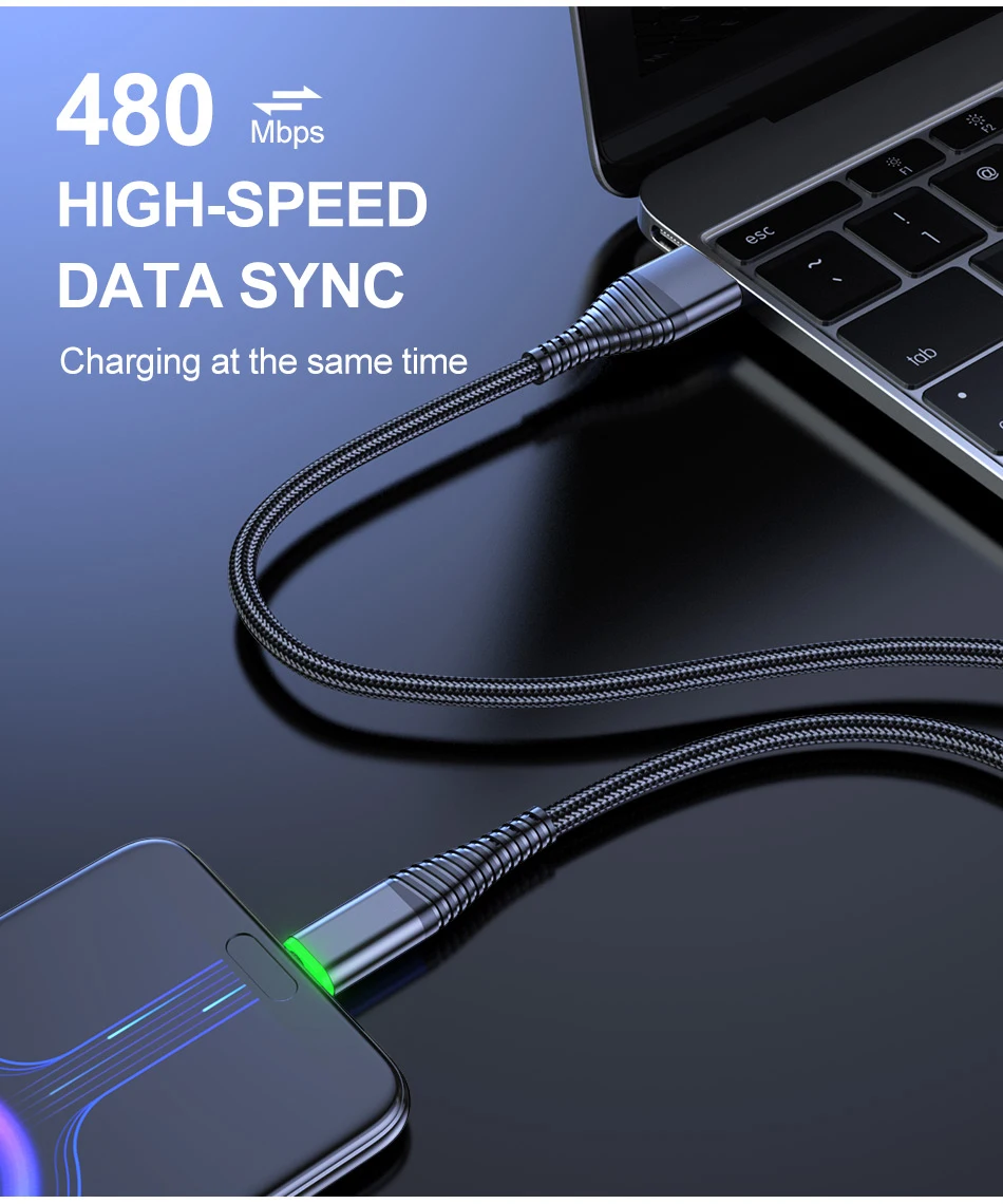 Lovebay 3A Type C Cable Micro USB For IPhone Fast Charge Cable For 13Pro Max Redmi Data Sync Charger Line 0.5/1/2m Charging Wire