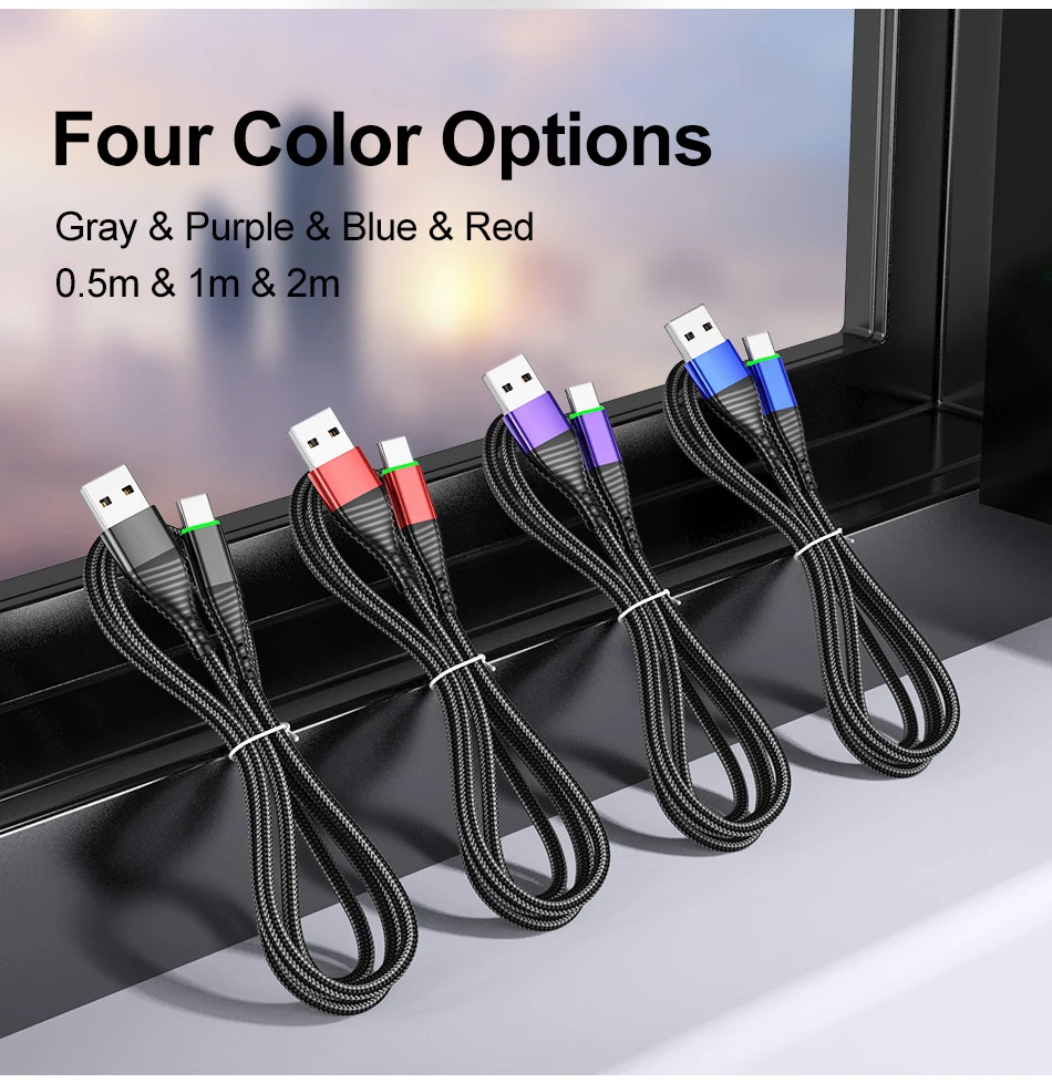 Lovebay 3A Type C Cable Micro USB For IPhone Fast Charge Cable For 13Pro Max Redmi Data Sync Charger Line 0.5/1/2m Charging Wire
