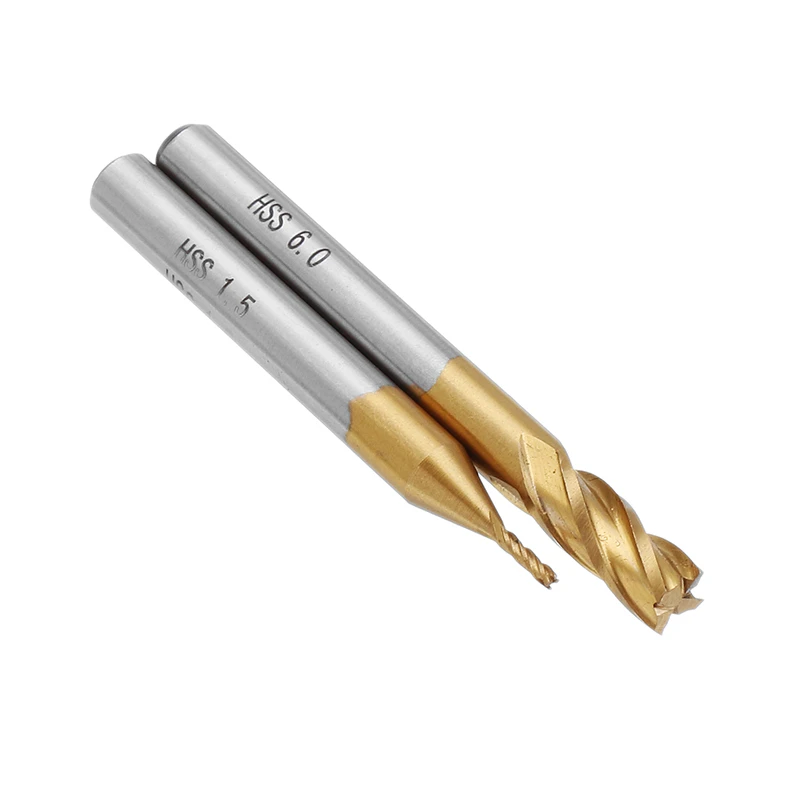 4 Flutes Milling Cutters HSS Titanium End Mill Set 6/10Pcs 1.5-6mm 6mm Shank CNC Router Bit For Wood Metal Steel Milling
