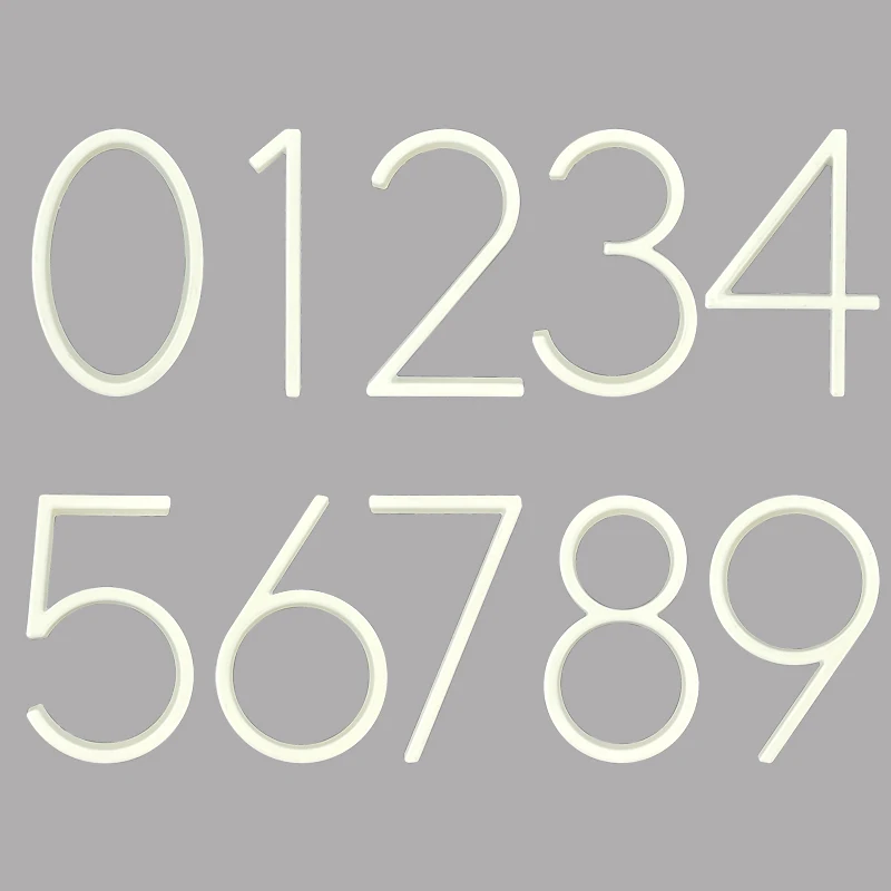 1pc 125mm Floating House Number Outdoor 5 inch White Aluminum Alloy Apartment Door Numbers Mailbox Address Sign #0-9 With Screws