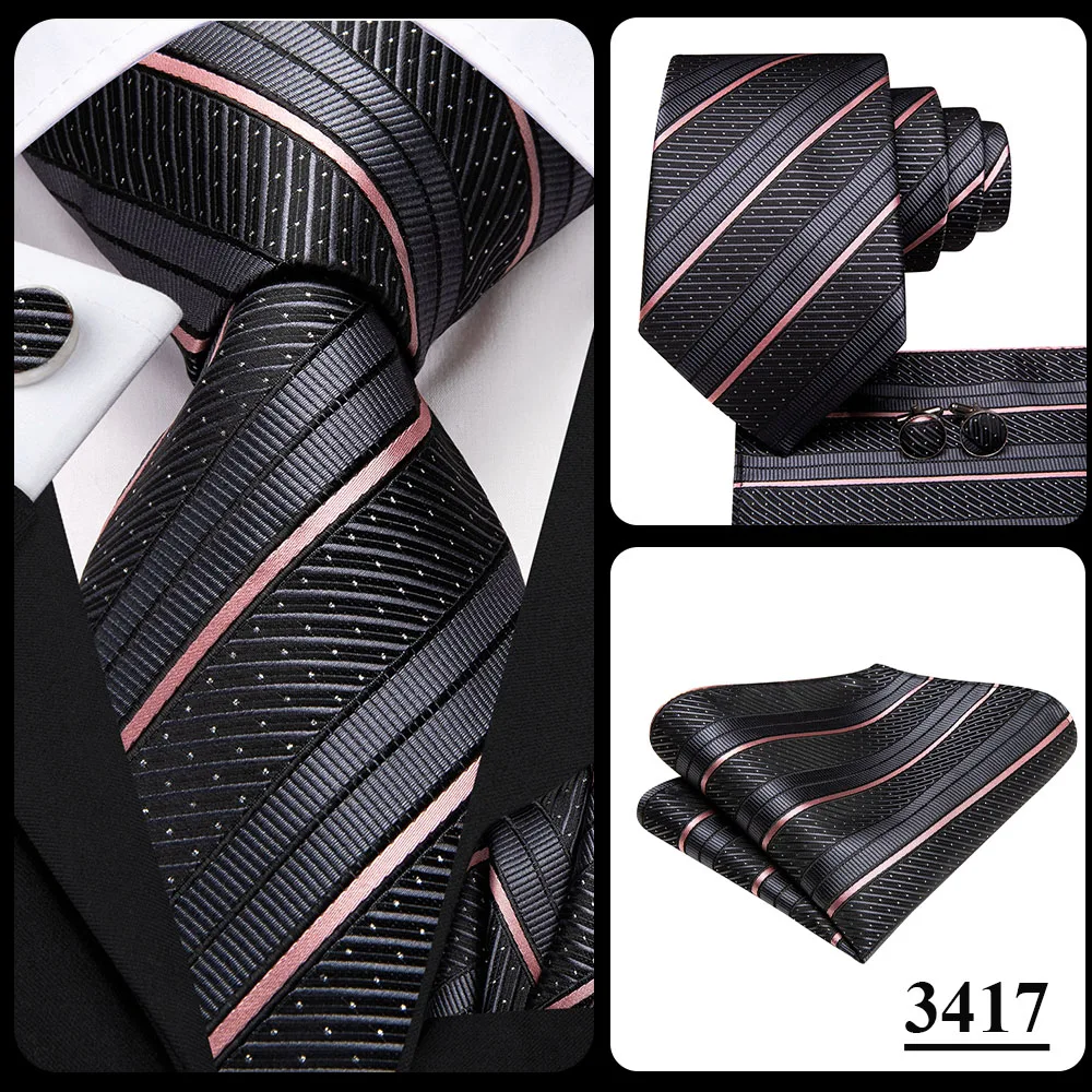 Hi-Tie Black Gold Orange Dot Paisley Wedding Tie For Men Handky Cufflink Fashion Design Tie For Men Business Party Dropship