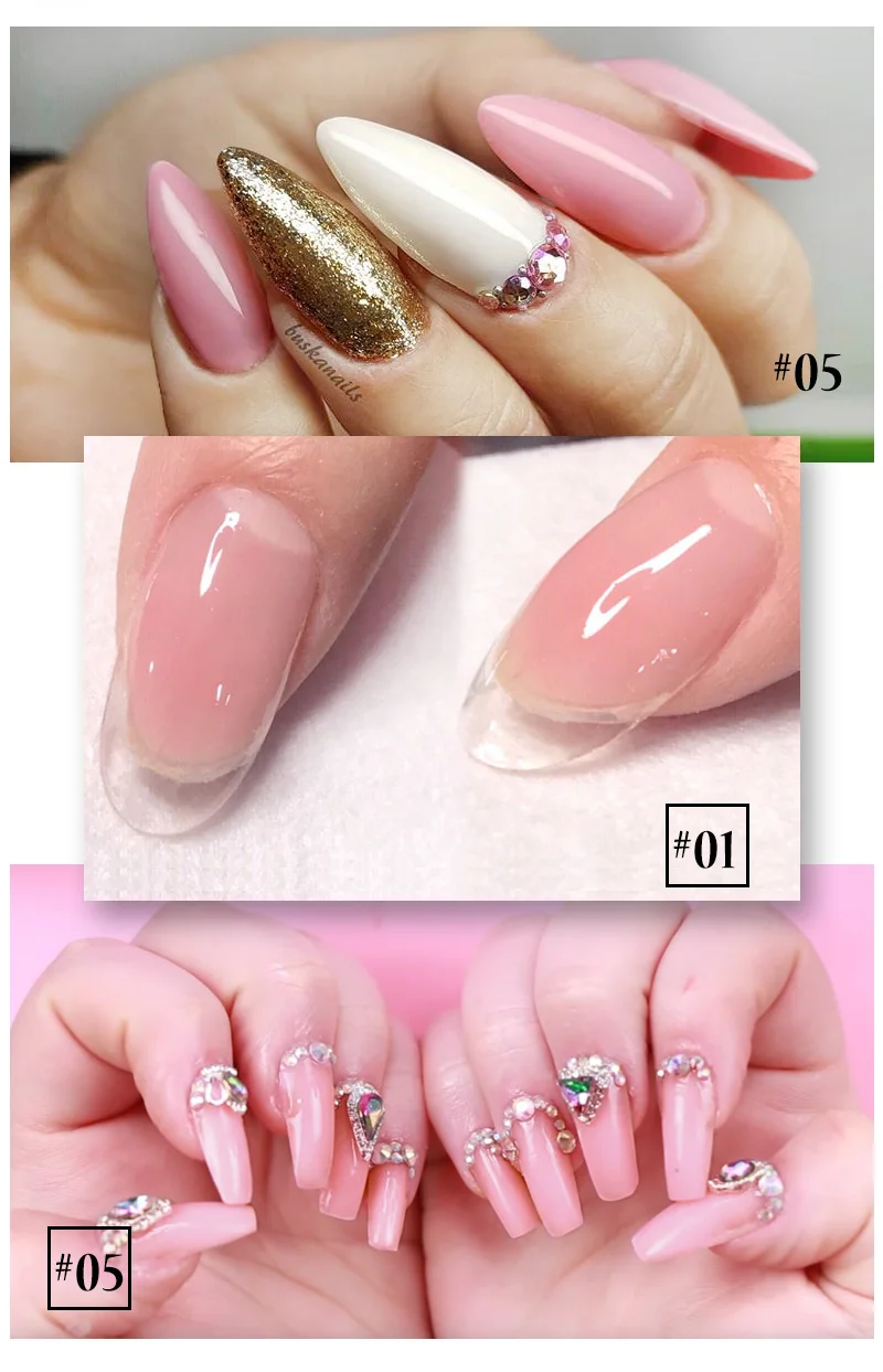 VENALISA Acrylic Gel 45g Jelly Pink Poly Nail Gel Nail Manicure Semi Permanent Extension Soak Off UV Constructin Gel French Gel