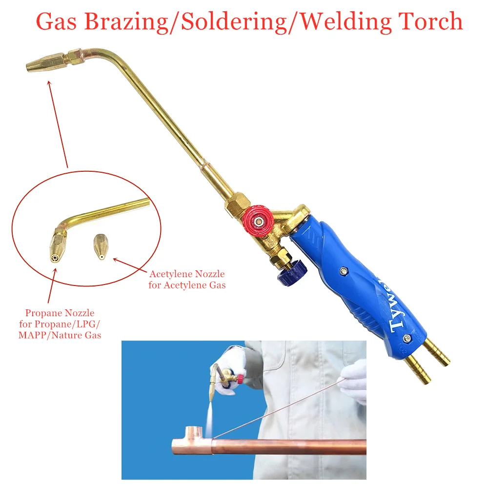 5pcs Nozzles Gas Brazing Torch H01-2 Oxygen Propane Acetylene Liquified Gas for Steel Copper Aluminum Silver Soldering Welding