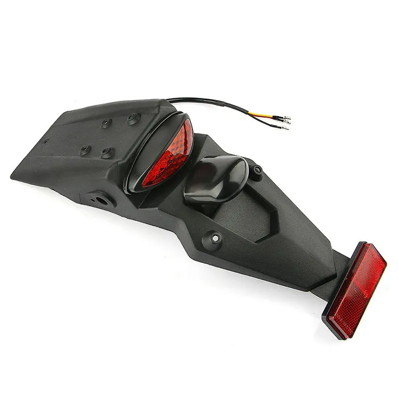 ABS Plastic Universal Motorcycle Rear Fender Mudguard LED Brake Tail Light