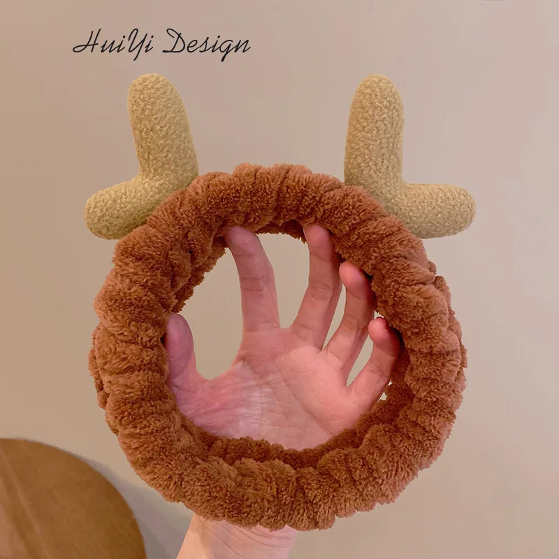 cute carrot Plush face wash hair band winter warm letter rabbit ear headbands fashion bow wide edge girl hair bands headdress