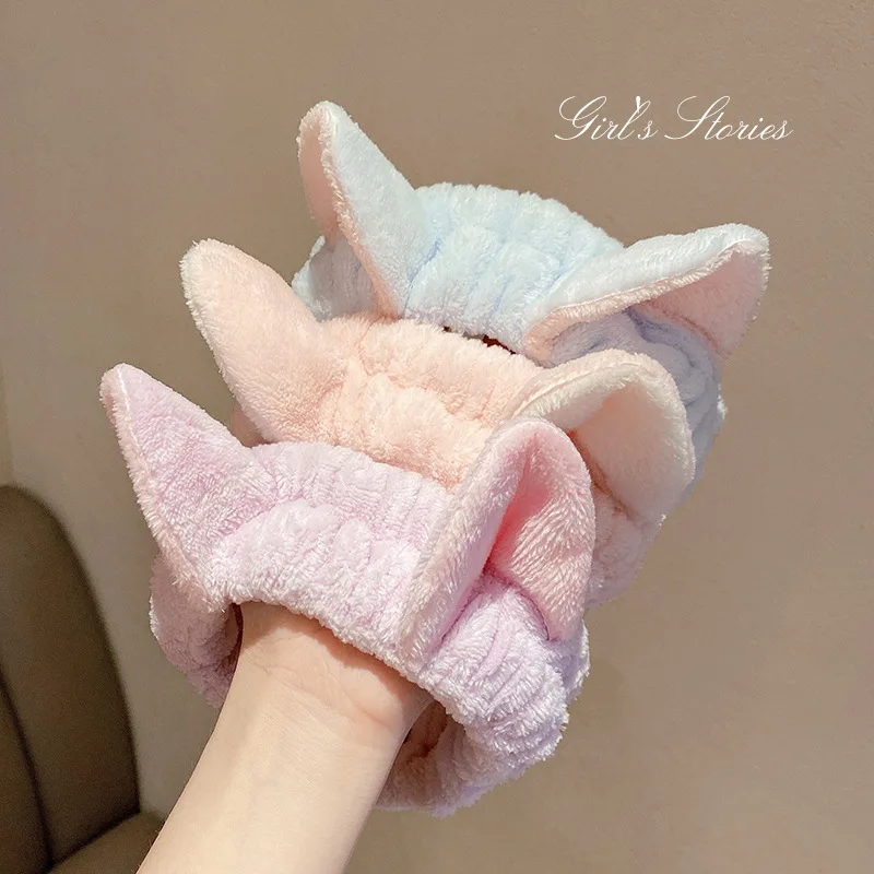 cute carrot Plush face wash hair band winter warm letter rabbit ear headbands fashion bow wide edge girl hair bands headdress