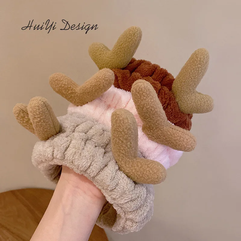 cute carrot Plush face wash hair band winter warm letter rabbit ear headbands fashion bow wide edge girl hair bands headdress