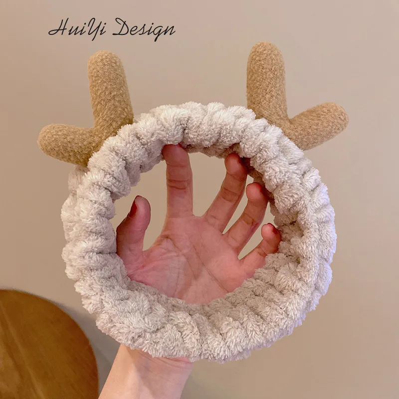 cute carrot Plush face wash hair band winter warm letter rabbit ear headbands fashion bow wide edge girl hair bands headdress
