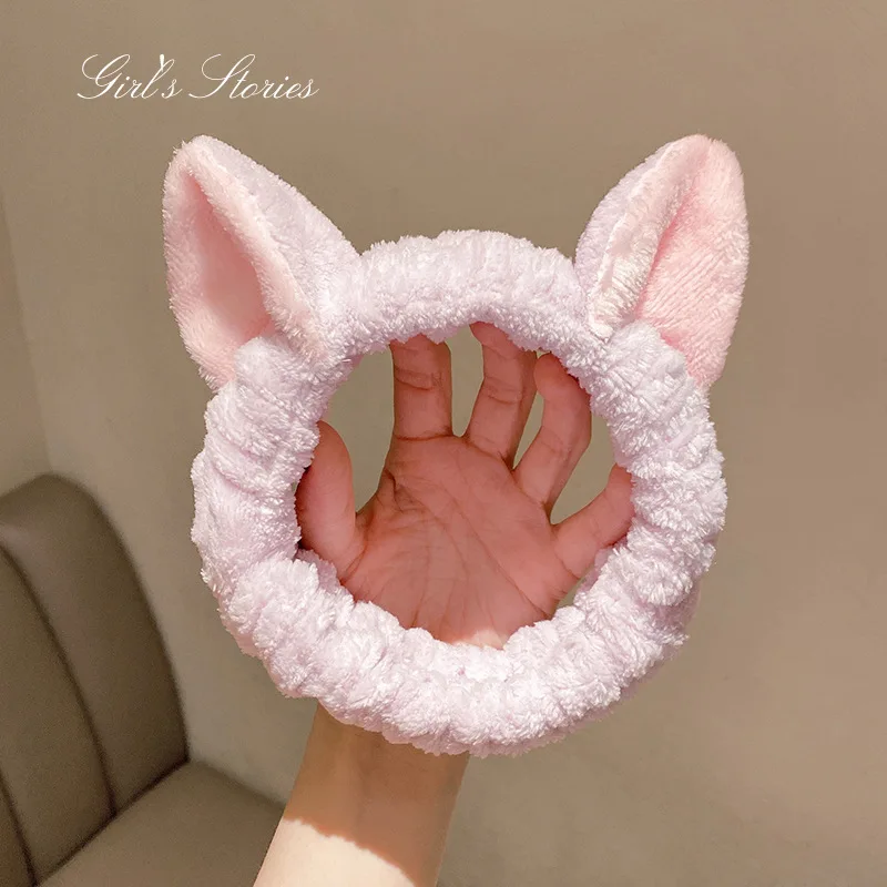 cute carrot Plush face wash hair band winter warm letter rabbit ear headbands fashion bow wide edge girl hair bands headdress