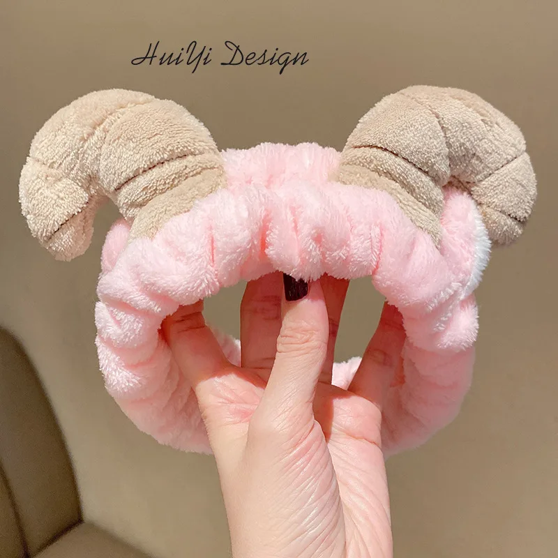 cute carrot Plush face wash hair band winter warm letter rabbit ear headbands fashion bow wide edge girl hair bands headdress