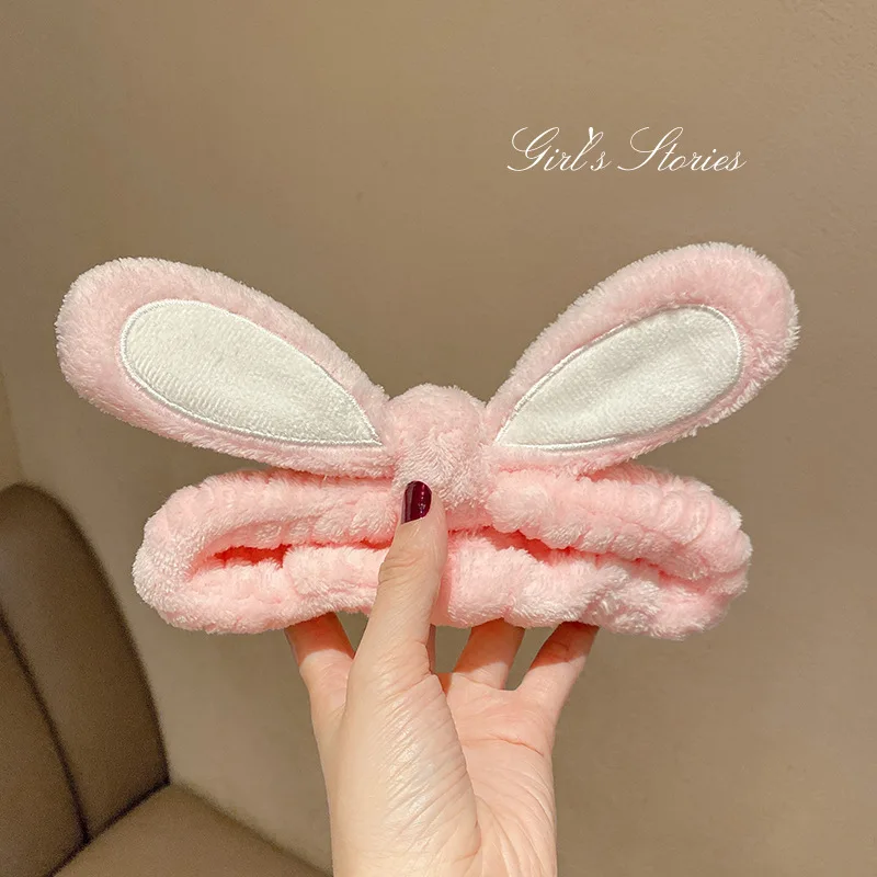 cute carrot Plush face wash hair band winter warm letter rabbit ear headbands fashion bow wide edge girl hair bands headdress