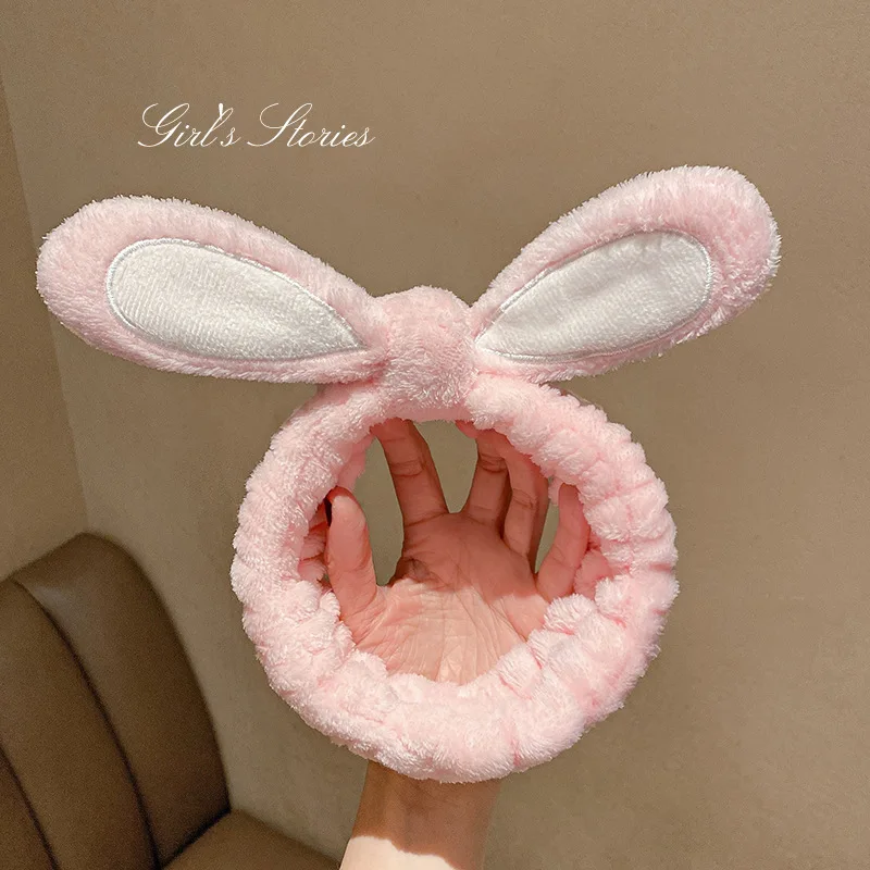 cute carrot Plush face wash hair band winter warm letter rabbit ear headbands fashion bow wide edge girl hair bands headdress