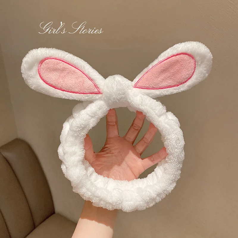 cute carrot Plush face wash hair band winter warm letter rabbit ear headbands fashion bow wide edge girl hair bands headdress