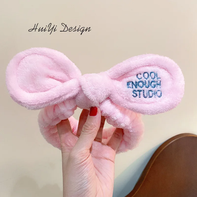 cute carrot Plush face wash hair band winter warm letter rabbit ear headbands fashion bow wide edge girl hair bands headdress