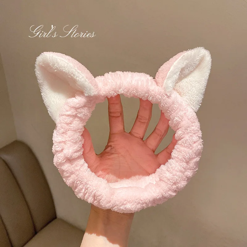 cute carrot Plush face wash hair band winter warm letter rabbit ear headbands fashion bow wide edge girl hair bands headdress