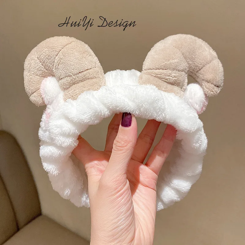 cute carrot Plush face wash hair band winter warm letter rabbit ear headbands fashion bow wide edge girl hair bands headdress