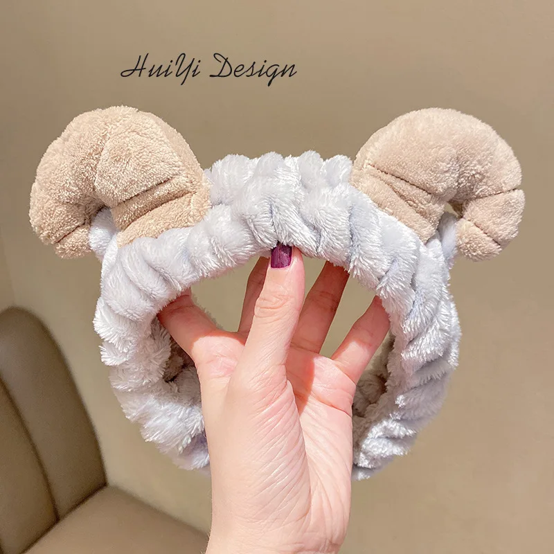 cute carrot Plush face wash hair band winter warm letter rabbit ear headbands fashion bow wide edge girl hair bands headdress