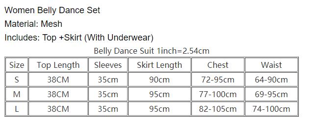 Belly Dance Costumes Set for Women Belly Dancing Exercise Clothing Belly Dance Top+long Skirt 2pcs Oriental Outfit Dance Wear