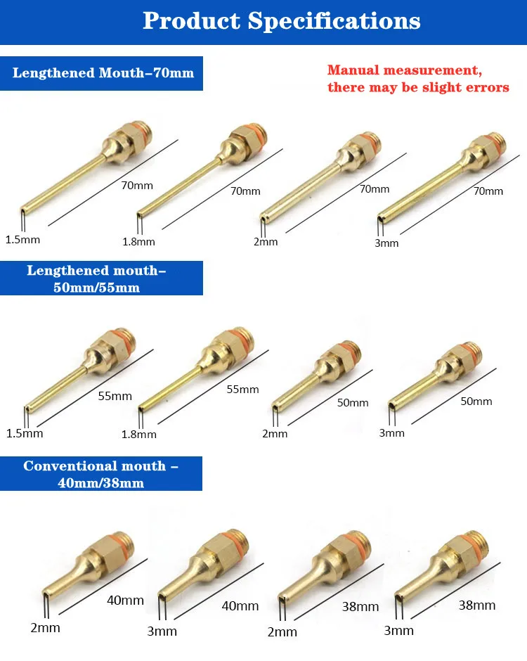 1Pcs Hot Melt Glue Gun Copper Anti-leakage Long Nozzle Large and Small Diameter Nozzle Hot Melt Glue Gun Nozzles