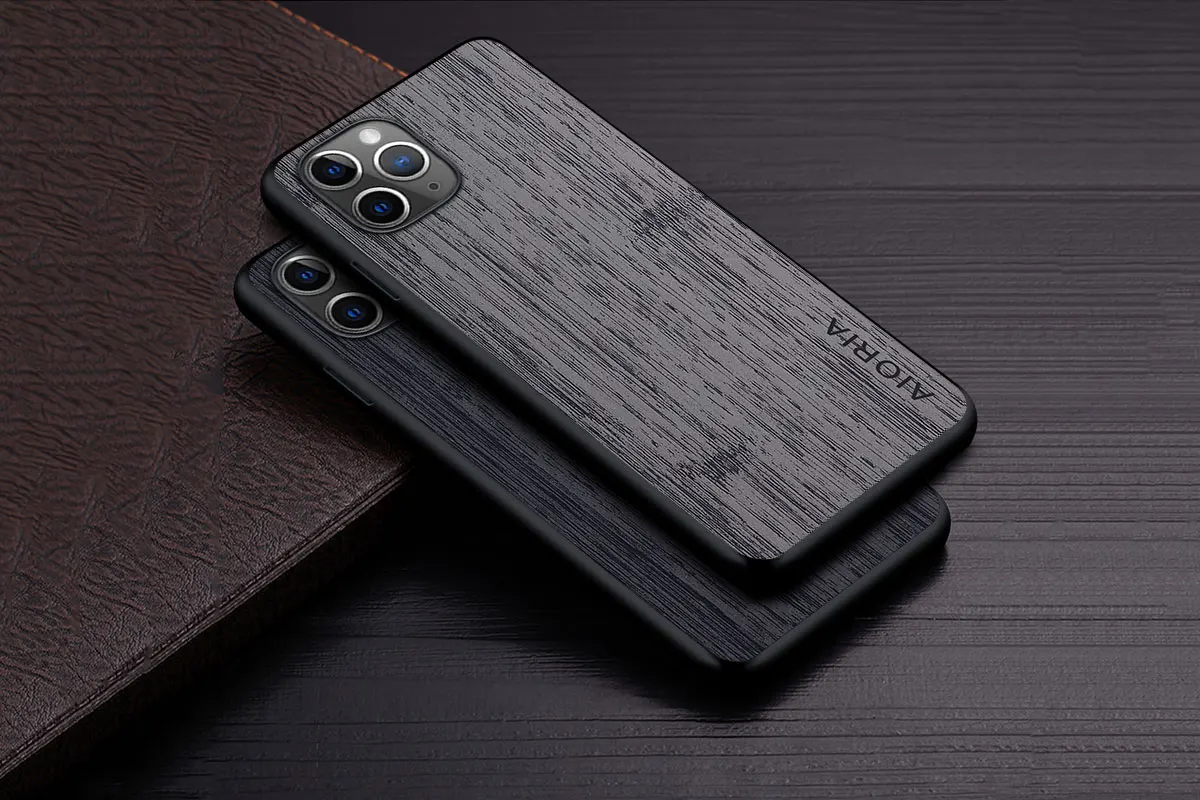 Case for iPhone 15 16 14 13 12 11 Pro Max Mini XR X XS Max Plus Funda Bamboo Wood Pattern Leather Cover Luxury Coque Case Capa