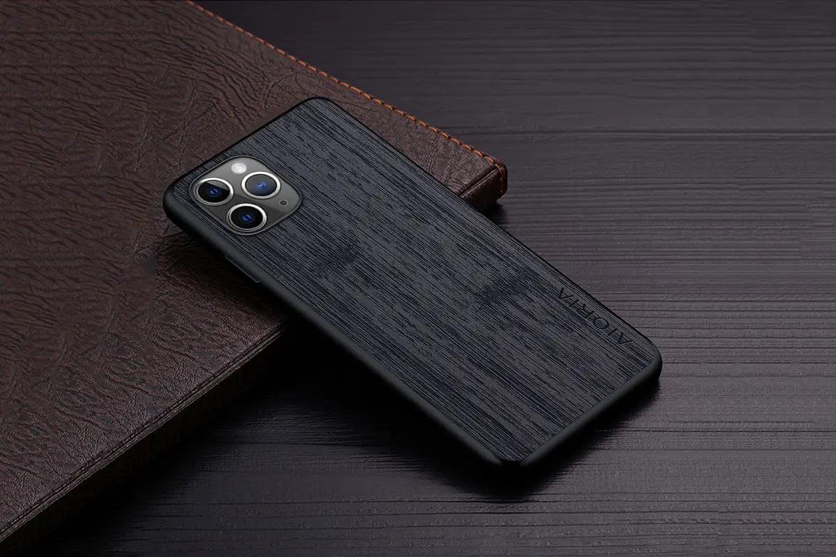 Case for iPhone 15 16 14 13 12 11 Pro Max Mini XR X XS Max Plus Funda Bamboo Wood Pattern Leather Cover Luxury Coque Case Capa