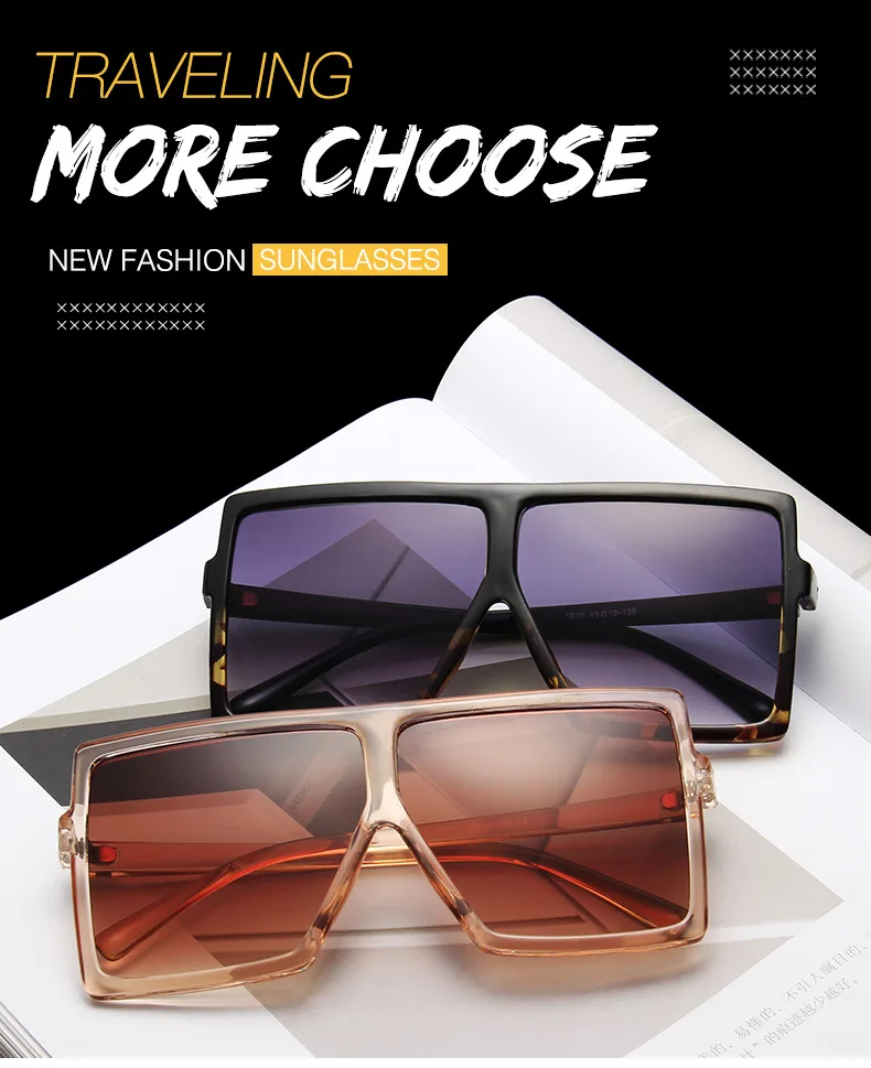 Sunglasses Square Women Sun Glasses Female Eyewear Eyeglasses Plastic Frame Clear Lens UV400 Shade Fashion Driving New