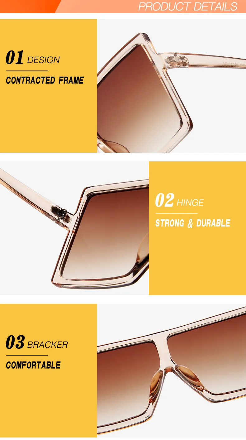 Sunglasses Square Women Sun Glasses Female Eyewear Eyeglasses Plastic Frame Clear Lens UV400 Shade Fashion Driving New