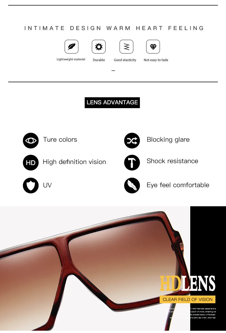 Sunglasses Square Women Sun Glasses Female Eyewear Eyeglasses Plastic Frame Clear Lens UV400 Shade Fashion Driving New