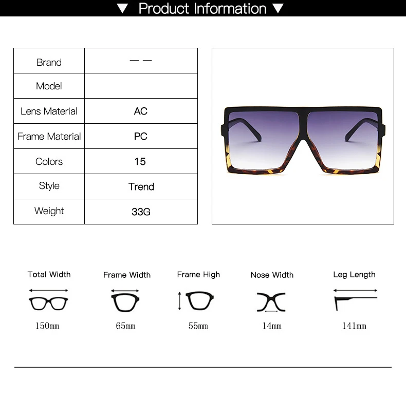 Sunglasses Square Women Sun Glasses Female Eyewear Eyeglasses Plastic Frame Clear Lens UV400 Shade Fashion Driving New