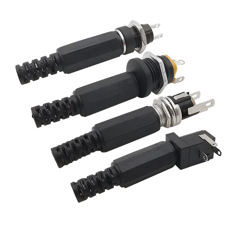 10Pcs 12V 5.5x2.1mm Plugs Jack DC Connectors 5.5*2.1mm DC Power Male Female Socket Nut Panel Mount DC Power Adapter Connector