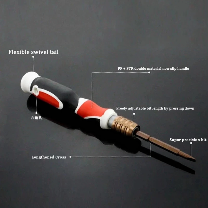 1pc 4mm Adjustable Dual Purpose Screwdriver With Phillips And Slotted Multifunctional Retractable Screwdriver For Office Home