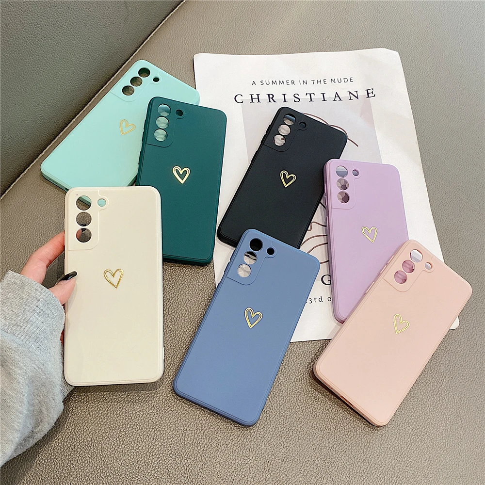 Cute Love Heart Phone Case For Samsung S25 S24 S23 S22 Ultra S20 FE S21 Plus Note 20 A53 A33 A13 A22 A52 A72 A42 A32 A12 Cover