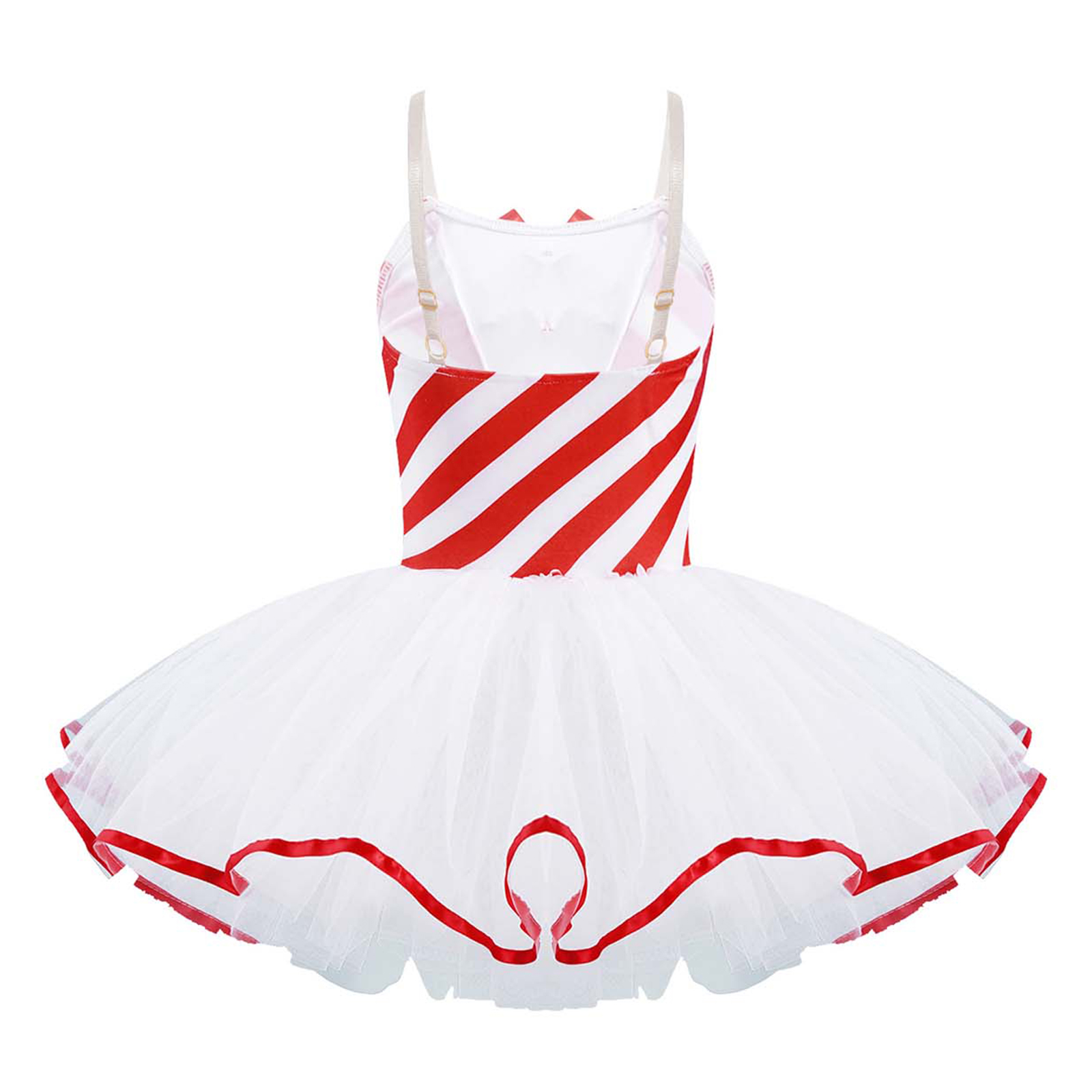 Christmas Elf Tutu Dress Ballet Dance Leotard Kids Girls Figure Skating Dress Sleeveless Mesh Bowknot Sequin Performance Costume