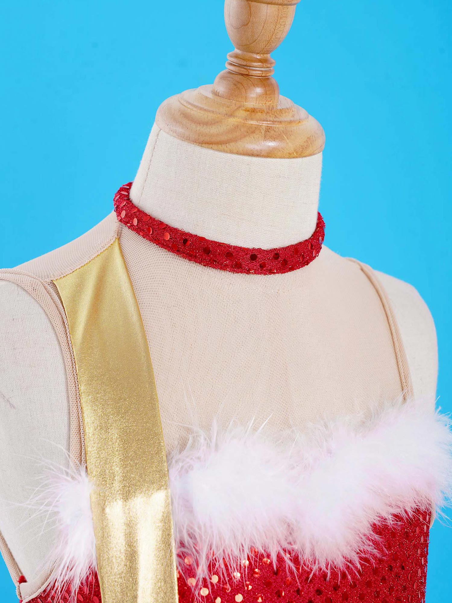Christmas Elf Tutu Dress Ballet Dance Leotard Kids Girls Figure Skating Dress Sleeveless Mesh Bowknot Sequin Performance Costume