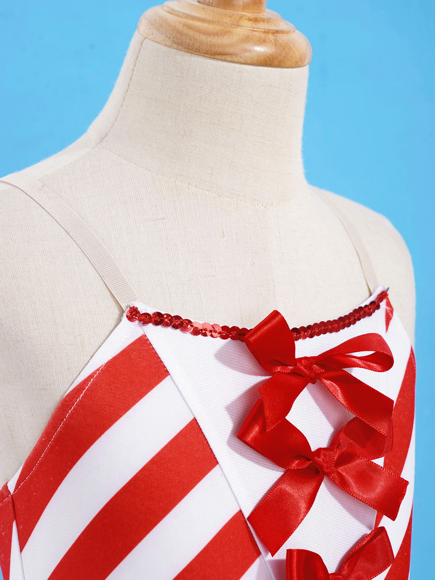 Christmas Elf Tutu Dress Ballet Dance Leotard Kids Girls Figure Skating Dress Sleeveless Mesh Bowknot Sequin Performance Costume