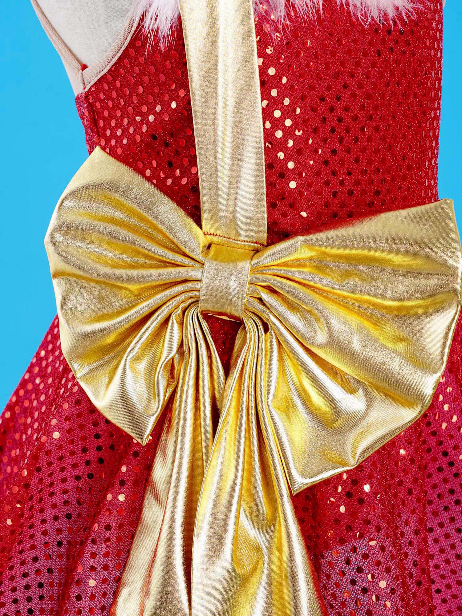 Christmas Elf Tutu Dress Ballet Dance Leotard Kids Girls Figure Skating Dress Sleeveless Mesh Bowknot Sequin Performance Costume