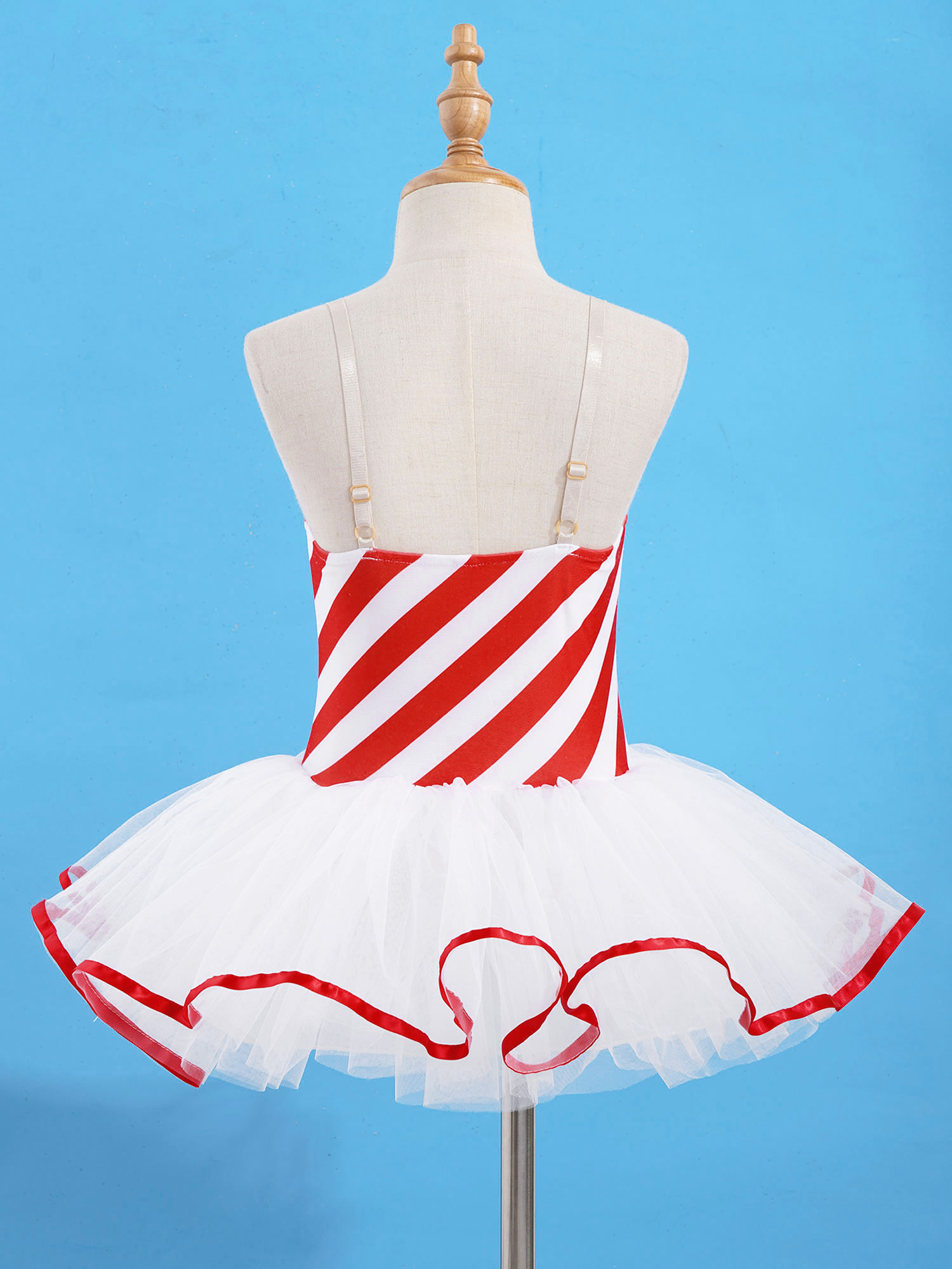 Christmas Elf Tutu Dress Ballet Dance Leotard Kids Girls Figure Skating Dress Sleeveless Mesh Bowknot Sequin Performance Costume