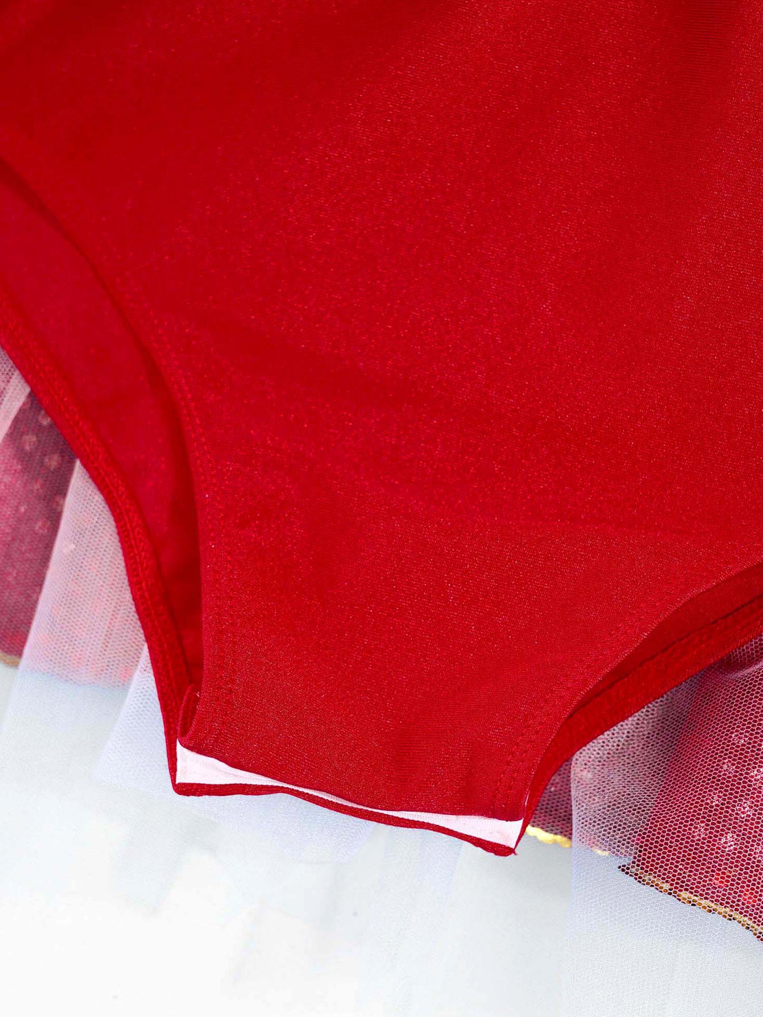 Christmas Elf Tutu Dress Ballet Dance Leotard Kids Girls Figure Skating Dress Sleeveless Mesh Bowknot Sequin Performance Costume