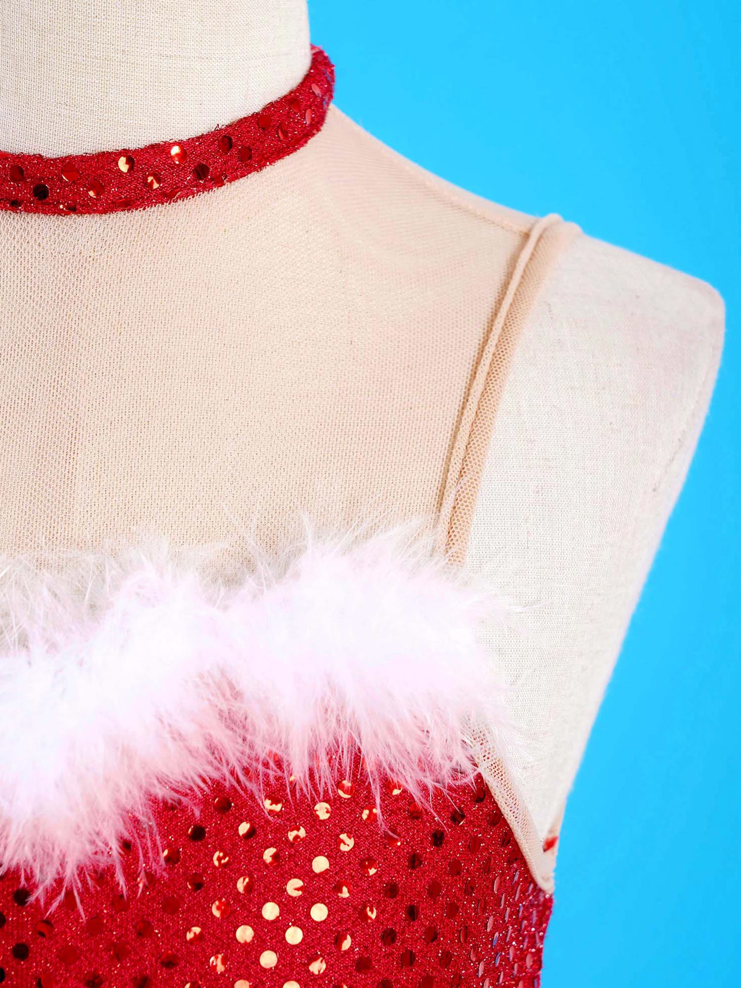 Christmas Elf Tutu Dress Ballet Dance Leotard Kids Girls Figure Skating Dress Sleeveless Mesh Bowknot Sequin Performance Costume