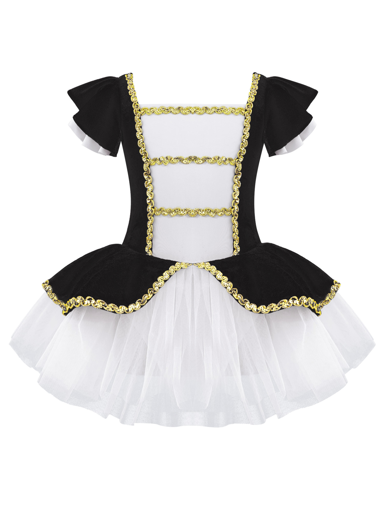 Christmas Elf Tutu Dress Ballet Dance Leotard Kids Girls Figure Skating Dress Sleeveless Mesh Bowknot Sequin Performance Costume