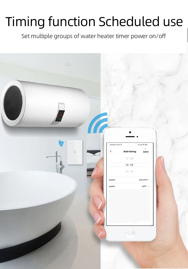 ANDELI WiFi Smart Boiler Switch 20A 4400w Water Heater Smart Life Tuya APP Remote Control Alexa Echo Google Home Voice Control