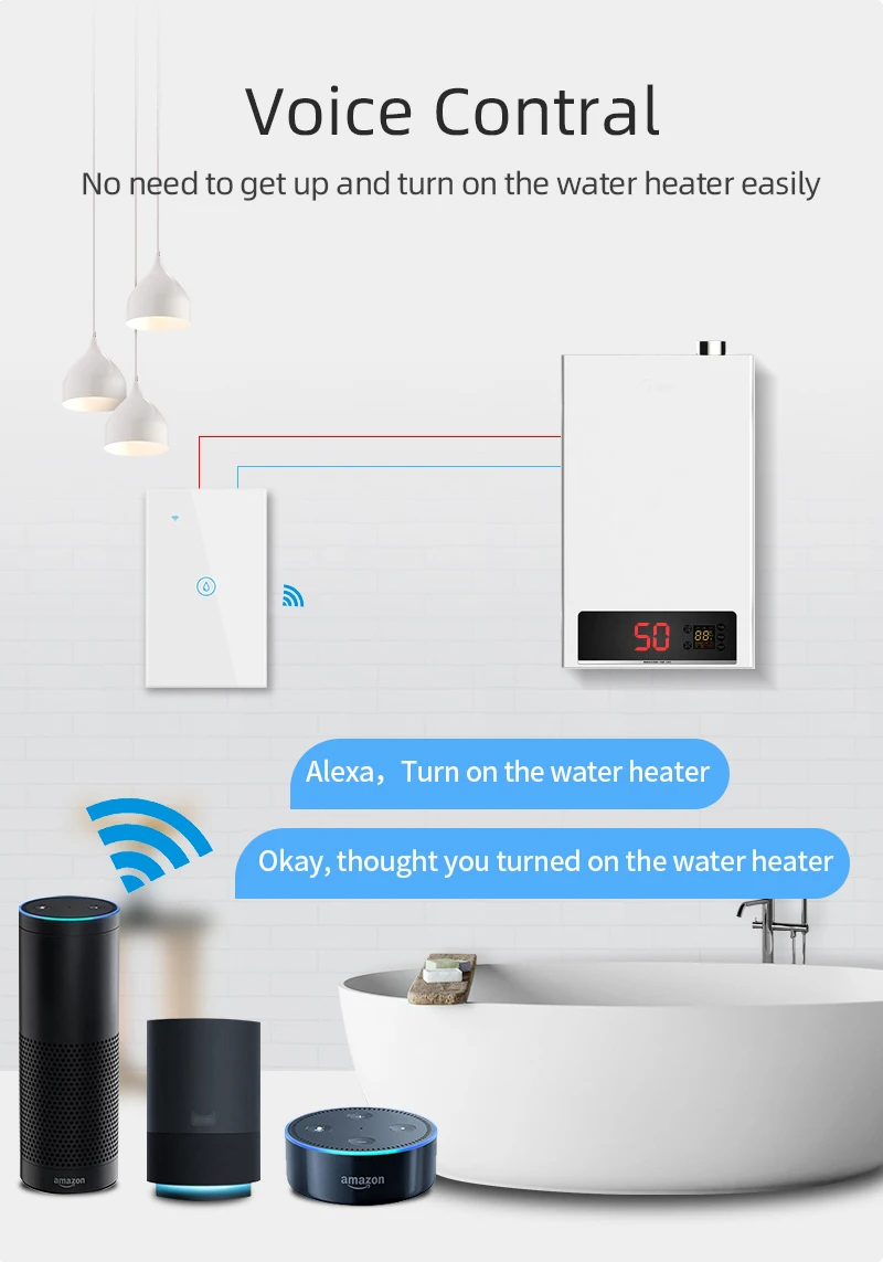 ANDELI WiFi Smart Boiler Switch 20A 4400w Water Heater Smart Life Tuya APP Remote Control Alexa Echo Google Home Voice Control